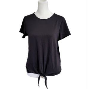 NWT Ideology tied bottom t-shirt, short-sleeved blouse, Sz XS, relaxed fit